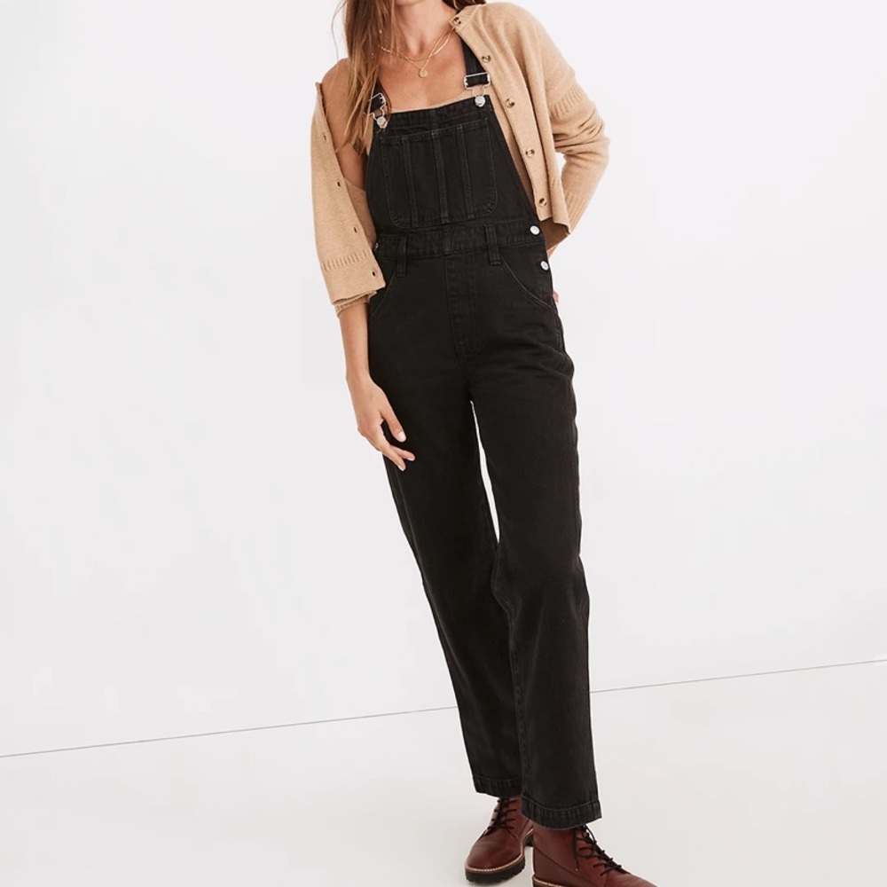 madewell straight leg overalls in lunar wash